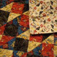 Pirate quilting pattern on pirate fabric.