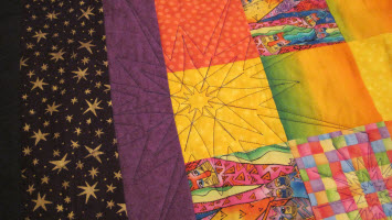 Close-up of star quilting pattern.